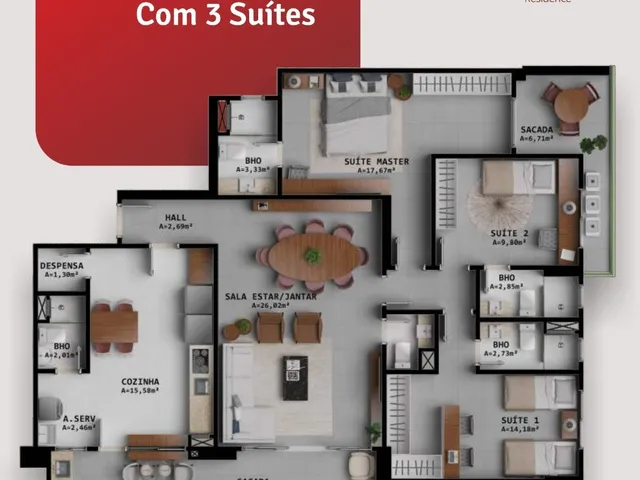 Imagem 5: Imperdível! Apartamento à venda em Belém-PA, bairro Umarizal: 3 quartos, 3 suítes, 1