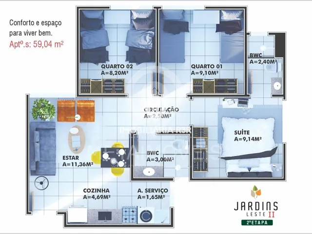 Imagem 5: JARDINS LESTE 2, APARTAMENTO COM 3 QUARTOS , ZONA LESTE