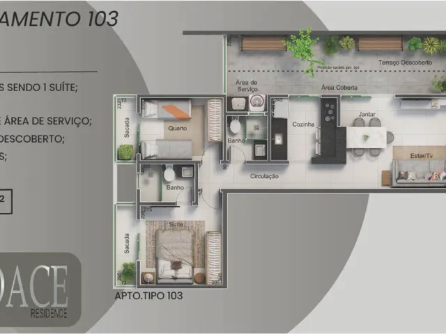 Imagem 6: Apto 2/4 (1 Suíte) em Ótima Localização, com Sacadas na Sala, nos Quartos e na Cozinha