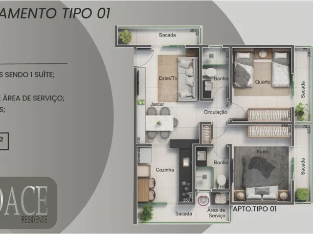 Imagem 7: Apto 2/4 (1 Suíte) em Ótima Localização, com Sacadas na Sala, nos Quartos e na Cozinha