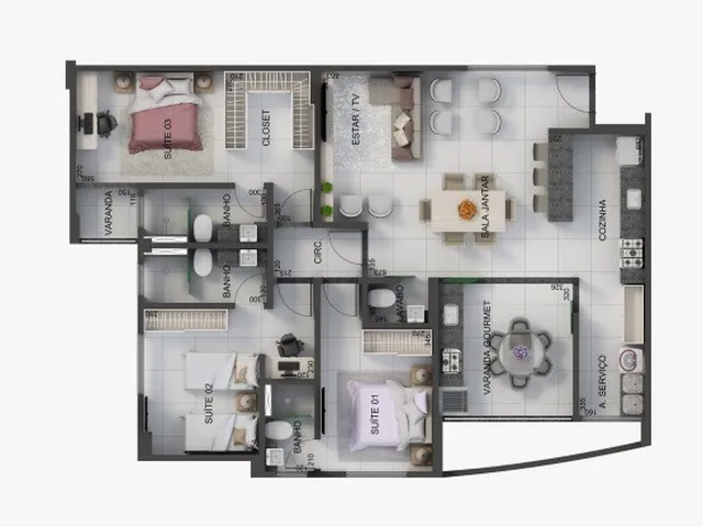Imagem 4: Conforto e estilo à altura dos seus sonhos! Apartamentos com 3 suítes, e varanda