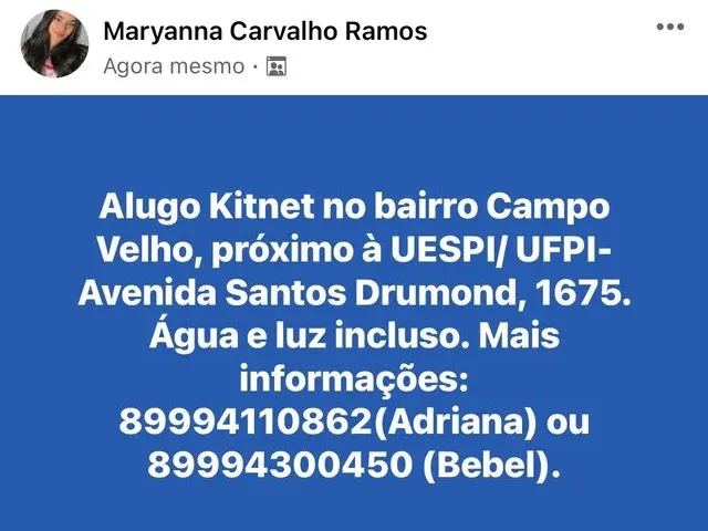 Imagem: Alugo Kitnet em Floriano Pi
