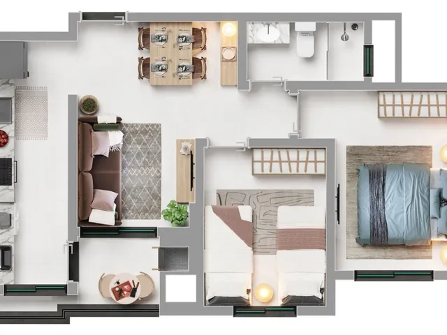 Imagem 2: Apartamento à venda em Curitiba-PR, Bairro Alto: 2 quartos, 1 suíte, 2 banheiros, 1