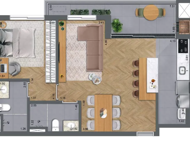 Imagem 5: Apartamento à venda no Champagnat, Curitiba-PR, 2 quartos, 1 suíte, 2 banheiros, 1 vaga