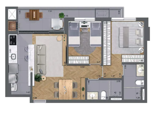 Imagem 6: Apartamento à venda no Champagnat, Curitiba-PR, 2 quartos, 1 suíte, 2 banheiros, 1 vaga