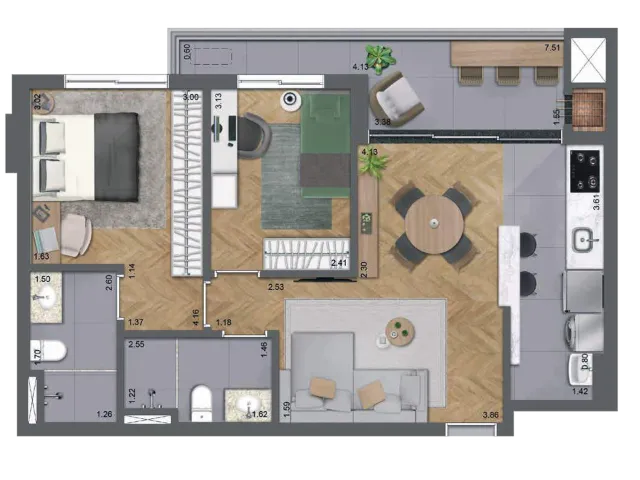 Imagem 7: Apartamento à venda no Champagnat, Curitiba-PR, 2 quartos, 1 suíte, 2 banheiros, 1 vaga