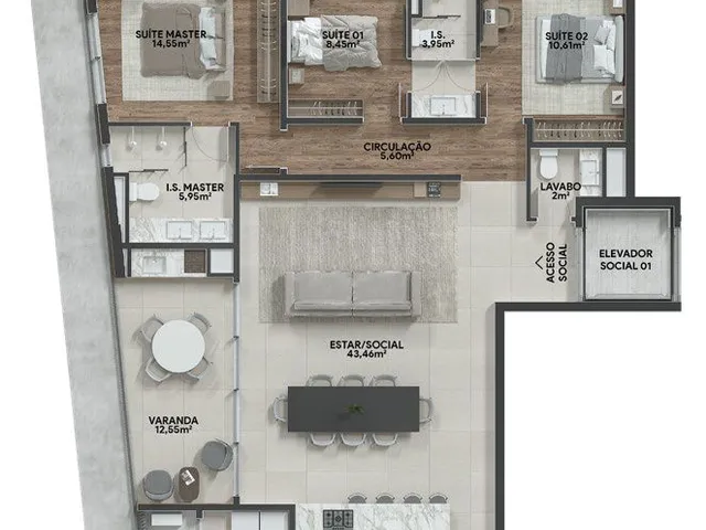 Imagem 11: Cobertura de luxo com 3 suítes, 3 vagas na Água Verde, Curitiba-PR: 312,49 m² de puro
