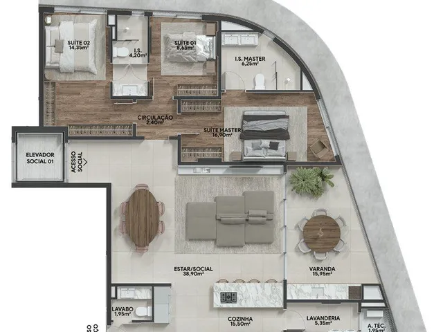 Imagem 13: Cobertura de luxo com 3 suítes, 3 vagas na Água Verde, Curitiba-PR: 312,49 m² de puro