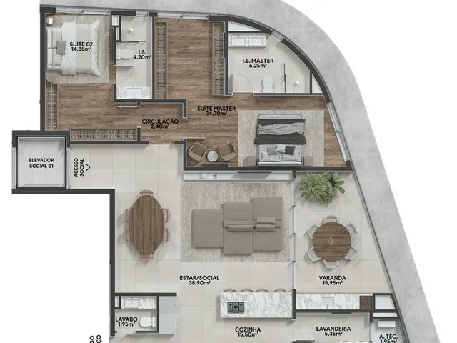 Imagem 14: Cobertura de luxo com 3 suítes, 3 vagas na Água Verde, Curitiba-PR: 312,49 m² de puro