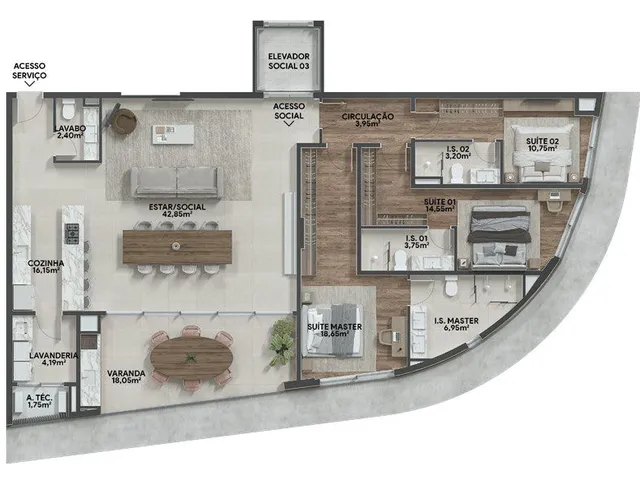 Imagem 15: Cobertura de luxo com 3 suítes, 3 vagas na Água Verde, Curitiba-PR: 312,49 m² de puro