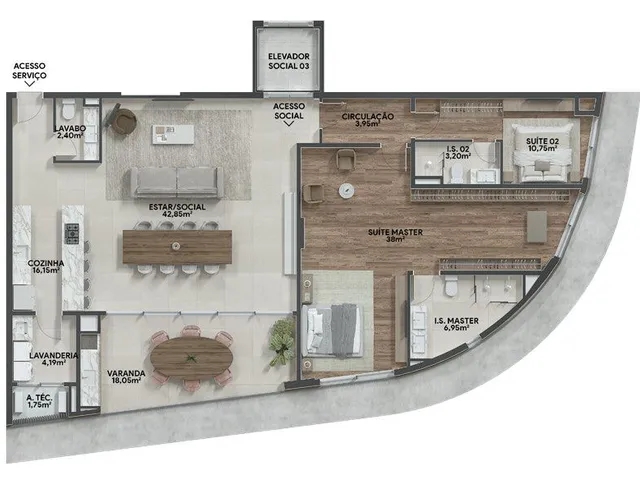 Imagem 16: Cobertura de luxo com 3 suítes, 3 vagas na Água Verde, Curitiba-PR: 312,49 m² de puro