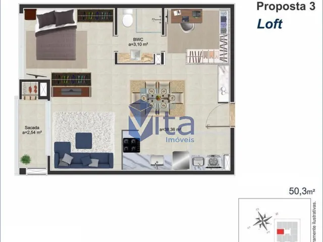 Imagem 2: LOFT COM PLANTA VERSÁTIL E MODERNA