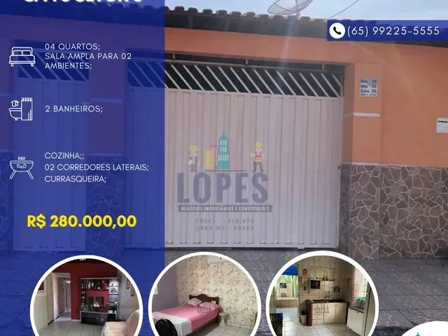 Imagem: Vendo Casa de 4 Quartos no Bairro Cpa 3