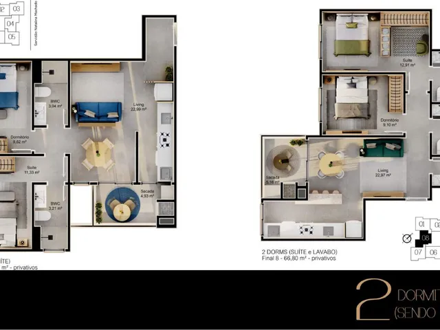 Imagem 5: Apartamento à venda em Florianópolis-SC, Cacupé 2 quartos, 1 suíte, 2 banheiros