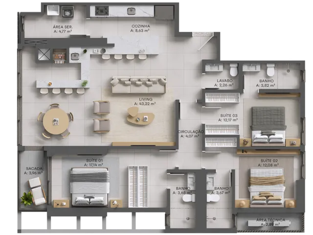 Imagem 4: Clarté Apartamento com 3 dormitórios