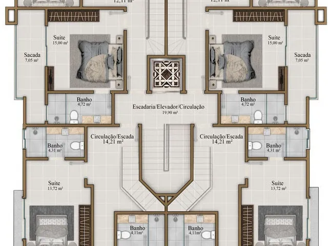 Imagem 2: Marlim Branco Apartamento com 3 dormitórios
