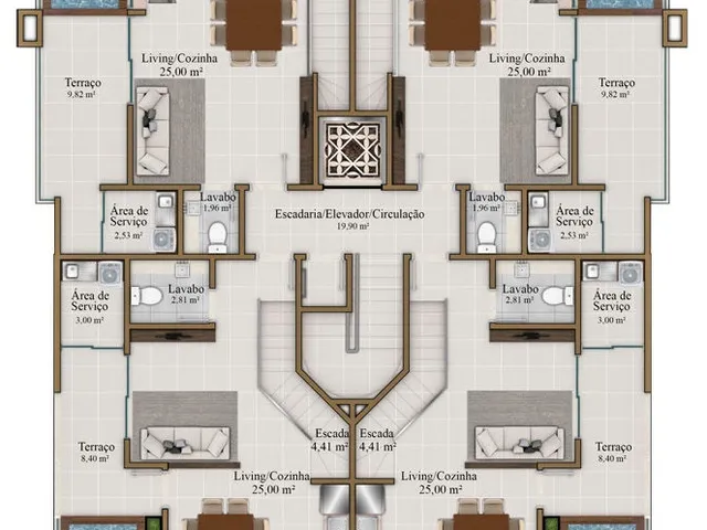 Imagem 3: Marlim Branco Apartamento com 3 dormitórios