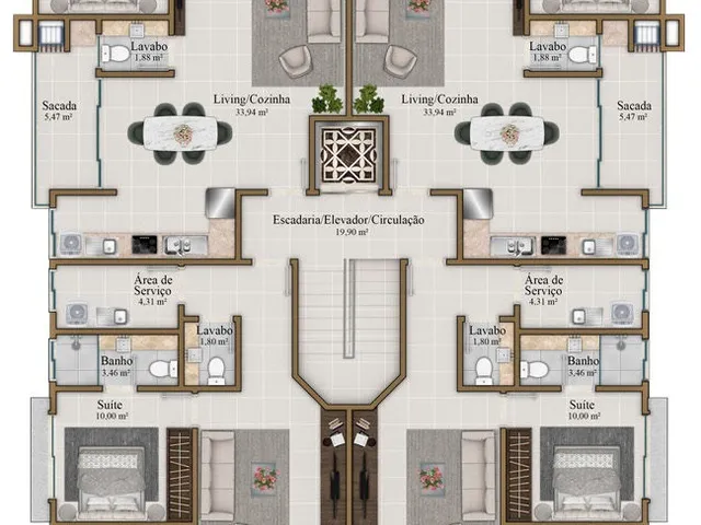Imagem 5: Marlim Branco Apartamento com 3 dormitórios