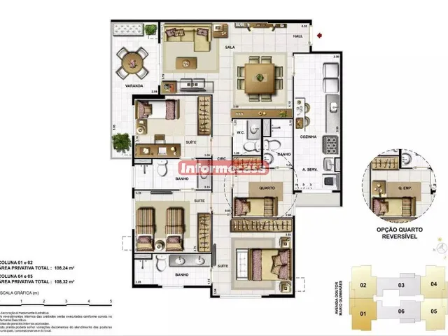 Imagem 8: SPAZIO 4 QUARTOS, MOBILIADO Apartamento à venda no Centro de Nova Iguaçu-RJ: 4 quartos