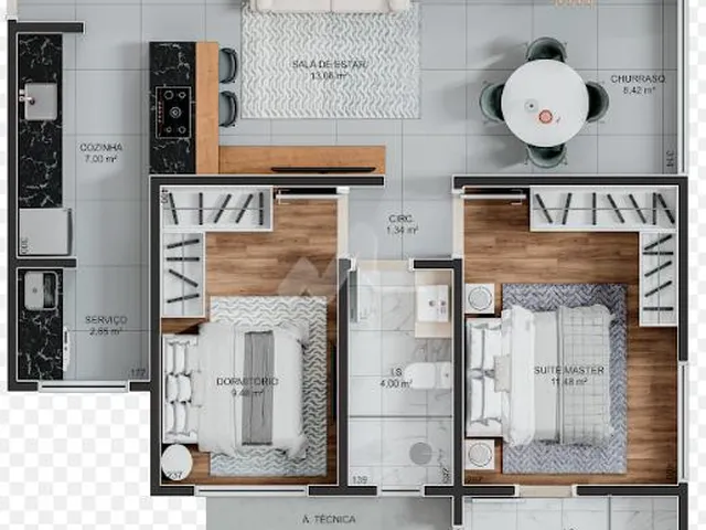 Imagem 2: Apartamento com 2 dormitórios à venda,105.00 m , Centro, TOLEDO - PR
