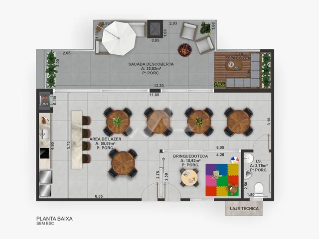 Imagem 5: Apartamento Área Interna 74,50 m 01 Suíte 01 Quarto Cozinha Gourmet e Sala de Estar