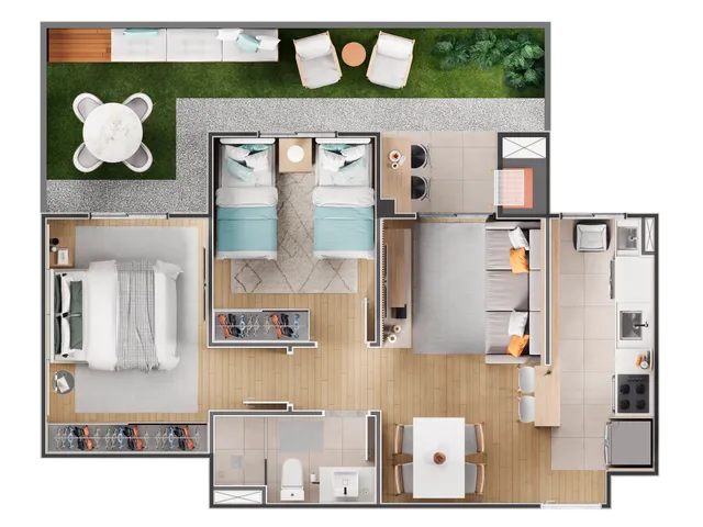Imagem 2: Apartamento à venda em Curitiba-PR, no Neoville, 2 quartos, 1 banheiro, 1 vaga de