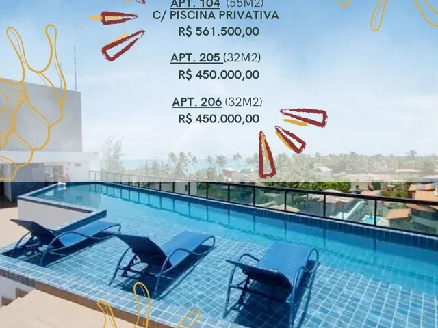 Imagem 1: Apartamento com 2 dormitórios à venda, 32 m² por R$ 450.000,00 - Porto de Galinhas