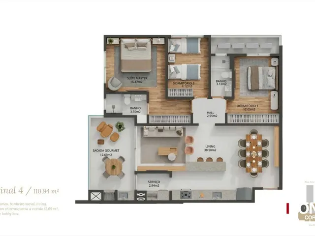 Imagem 7: Apartamento no Edificio Parc Lumière em São José, SC - Barreiros - Plantas sendo 03