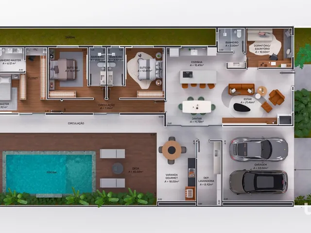 Imagem 2: Casa Áurea térrea com 3 suítes + escritório Condomínio Cidade Universitária