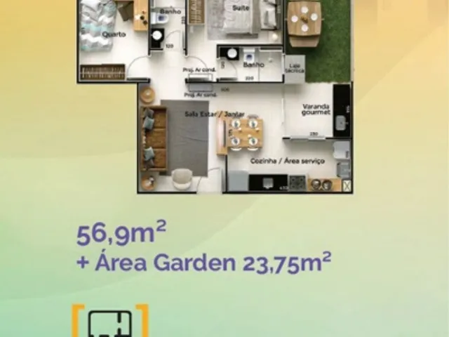 Imagem 12: Apartamento novo, 56,90 m², 2 quartos sendo 1 suíte, varanda, elevador e lazer