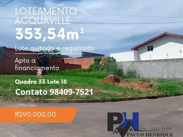 Imagem: Vendo Lote no Loteamento Acquaville Tucunaré
