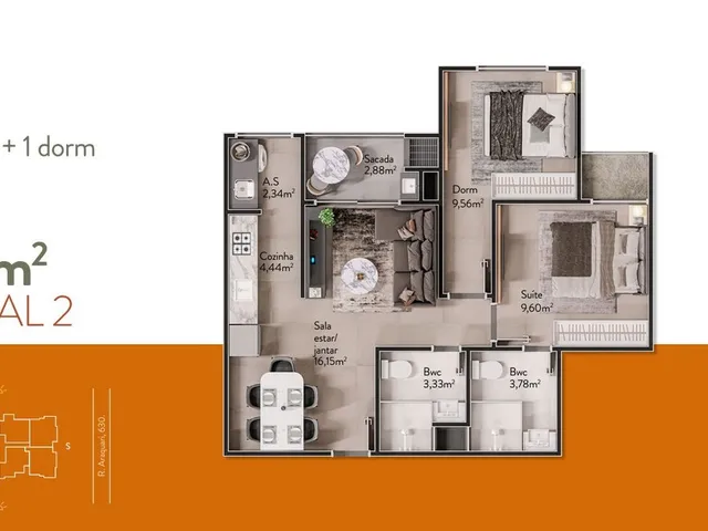 Imagem 9: Apartamento em Construção em Balneário Camboriú/SC com 59m² área privativa com 2
