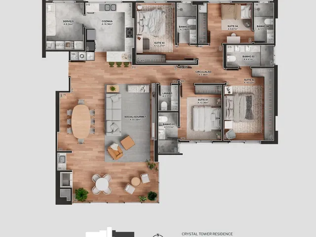 Imagem 12: Apartamento em Construção em Itapema/SC com 229,20m² área privativa sendo 3 suítes 4