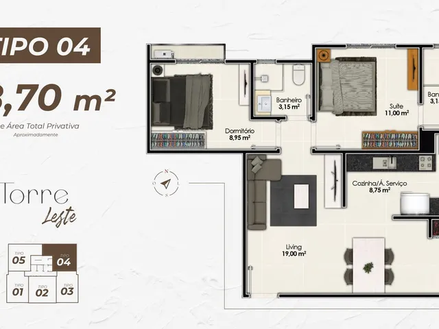 Imagem 9: Apartamento em Construção em Itapema/SC com 68,50m² área privativa, com 2