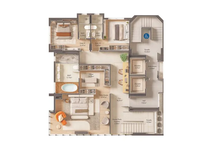 Imagem 16: Apartamento Pré Lançamento em Itapema/SC com 252m² área privativa sendo 4 suítes 3