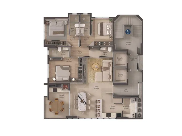 Imagem 11: Apartamento Pré Lançamento em Itapema/SC com 252m² área privativa sendo 4 suítes 3