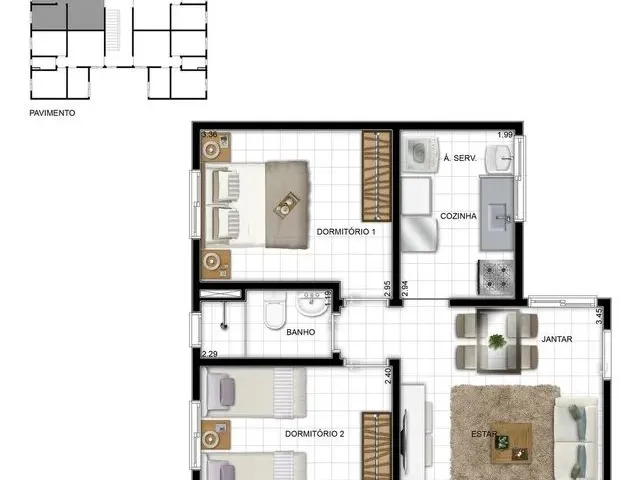 Imagem: Apartamento 2 Quartos - Eldorado