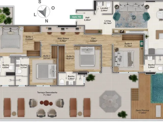 Imagem 8: Apto Pronto em Balneário Camboriú, com 131,94m² área privativa sendo 3 suítes, 3