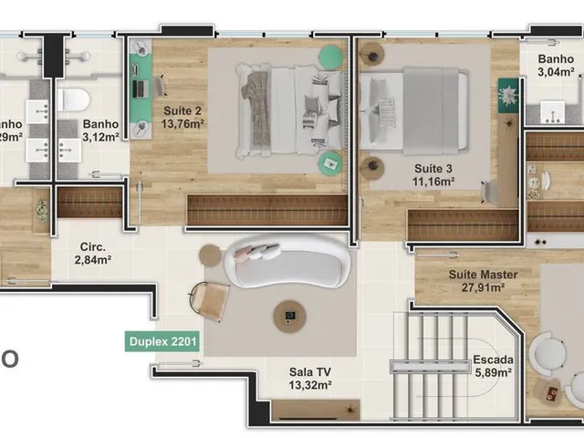 Imagem 6: Apto Pronto em Balneário Camboriú, com 131,94m² área privativa sendo 3 suítes, 3