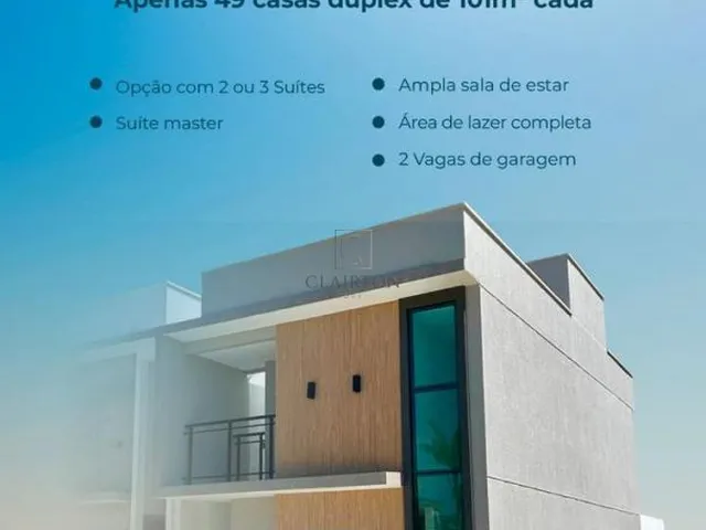 Imagem 1: Casas Dúplex de 101,55m² Área Privativa, 03 Suítes(Suíte de Casal com Closet e