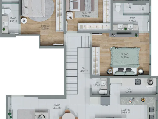 Imagem 4: Apartamento em Construção em Itapema/SC no bairro Meia Praia, 3 dormitórios e 2 Vaga