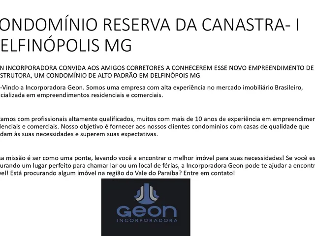 Imagem 5: PRÉ VENDA - LANÇAMENTO - CONDOMÍNIO RESERVA DA CANASTRA I - DELFINÓPOLIS/MG