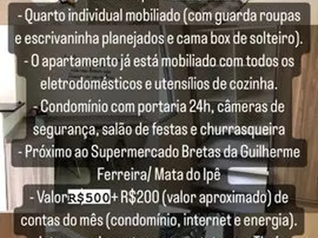 Imagem: Aluguel Quarto - Vaga Feminina