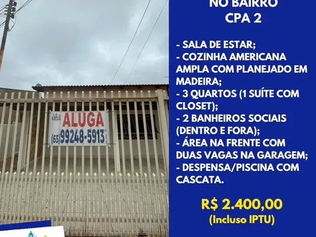 Imagem: Casa para Locação, Cpa 2, Cuiabá, Mt