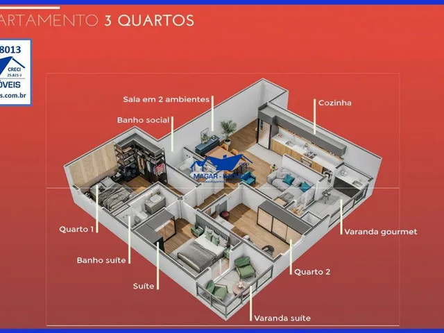 Imagem: Apartamento 4º, com 74,94 M², 2 Quartos