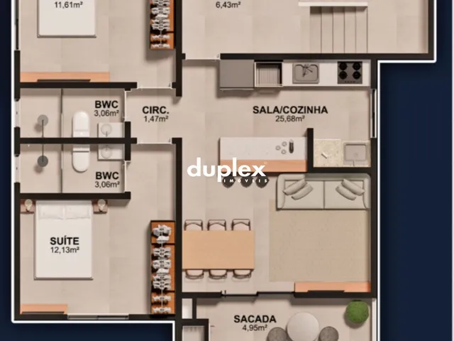 Imagem 2: APARTAMENTO 2 DORMITÓRIOS SENDO 1 SUÍTE, SACADA CHURRASQUEIRA E 1 VAGA DE GARAGEM NA