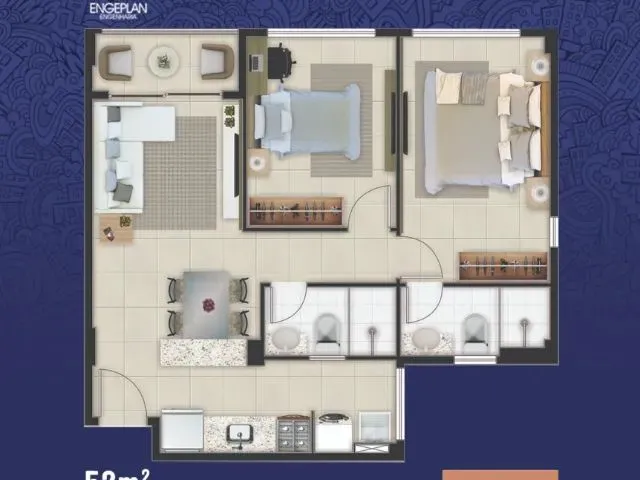 Imagem: Apartamento 52M², 2 Quartos, Parangaba