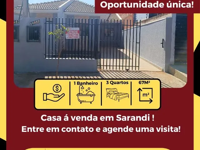 Imagem: A casa possui 3 Dormitórios, 1 Banheiro, 1 Vaga na