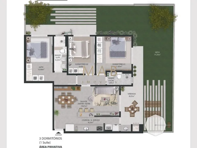Imagem 3: Vende-se Apartamento Garden, com 3 dormitórios sendo 1 suite, em Localização Nobre no