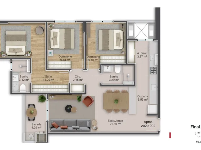 Imagem 10: Andreas Palazzo no Kobrasol: apartamento 2 quartos e 1 suíte, a 850m da Beira-Mar de